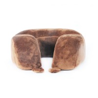 Leather Pattern Printed Brown Traveling Outdoor Ergonomic Custom Memory Foam U Shape Neck Pillow